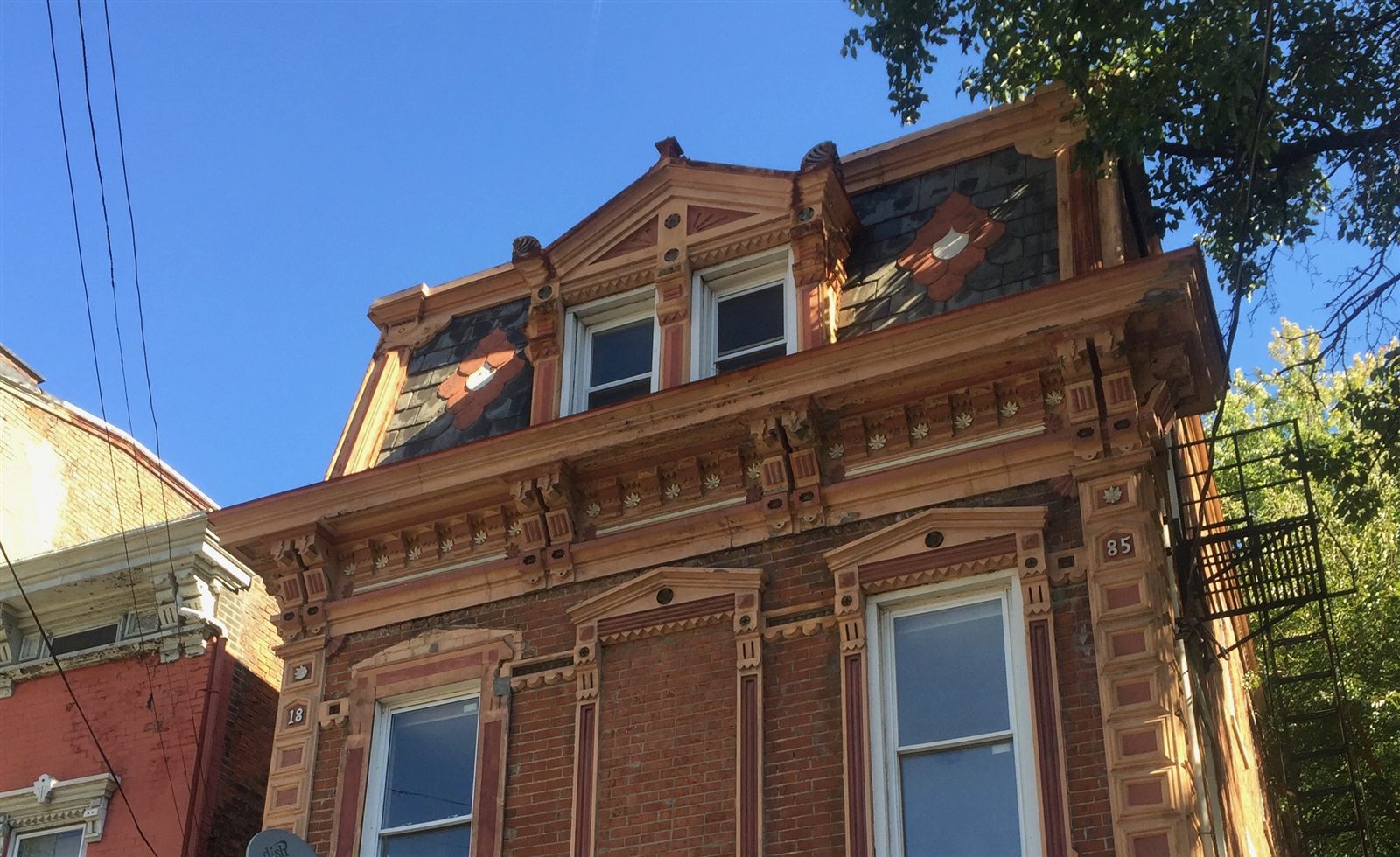 Victorian slate mansard roof on a Washington DC home